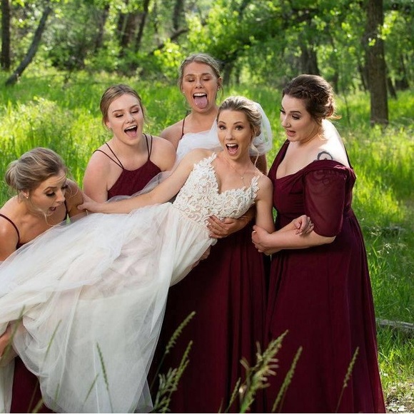 Levkoff Burgundy Bridesmaid Dress - Picture 3 of 6